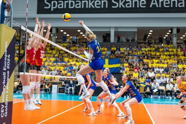 240519 Alexandra Lazic of Sweden during the European Golden League between Sweden and Belgium on May 19, 2024 in Lund. Photo: Avdo Bilkanovic BILDBYRAN COP 115 AB0272 volleyboll volleyball european golden league sverige belgium sweden dam bbeng Copyright: AVDOxBILKANOVIC BB240519AB103