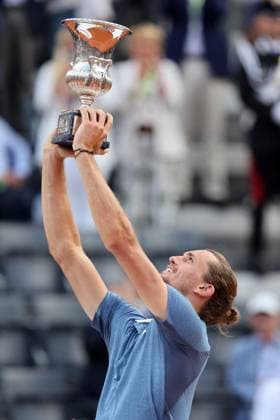 International Tennis match - Internazionali BNL d Italia Rome, Italy 19.05.2024: ALEXANDER ZVEREV during the trophy ceremony after defeating NICOLAS JARRY in the mens singles final match of the Internazionali BNL D Italia at Foro Italico in Rome, Italy Center Court. Rome Italy  Copyright: xIPAxSport ABACAx