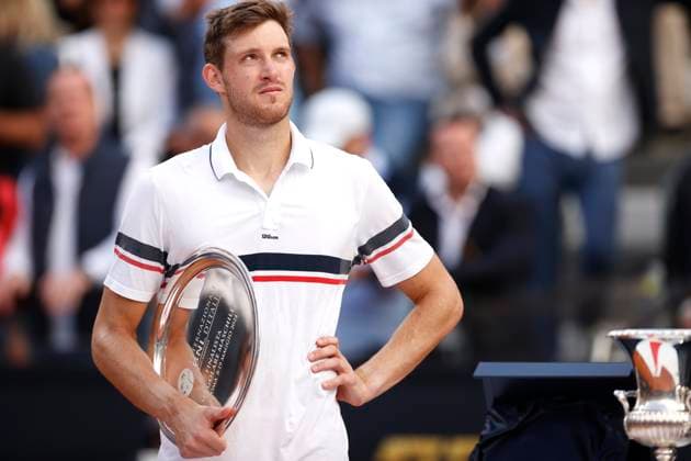 Tenis, Nicolas Jarry vs Alexander Zverev Abierto de Roma 2024. El tenista chileno Nicolas Jarry es fotografiado contra Alexander Zverev de Alemania durante la premiacion en el foro italico. Roma, Italia. 19 05 2024 Matteo Ciambelli Photosport Tennis, NNicolas Jarry vs Alexander Zverev 2024 Rome Open tournament. Chile™s tennis player Nicolas Jarry is pictured against Alexander Zverev of Germany during the awards of the Rome Open Tennis tournament in Rome, Italy. 19 05 2024 Matteo Ciambelli Photosport Nicolas Jarry vs Alexander Zverev, Abierto de Roma 2024 