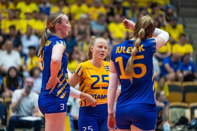 240519 Emmy Andersson of Sweden during the European Golden League between Sweden and Belgium on May 19, 2024 in Lund. Photo: Avdo Bilkanovic BILDBYRAN COP 115 AB0272 volleyboll volleyball european golden league sverige belgium sweden dam bbeng Copyright: AVDOxBILKANOVIC BB240519AB108