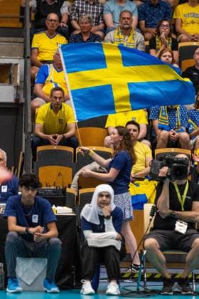 240519 Flagg of Sweden during the European Golden League between Sweden and Belgium on May 19, 2024 in Lund. Photo: Avdo Bilkanovic BILDBYRAN COP 115 AB0272 volleyboll volleyball european golden league sverige belgium sweden dam bbeng Copyright: AVDOxBILKANOVIC BB240519AB119