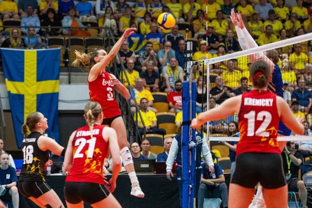 240519 Britt Herbots of Belgium during the European Golden League between Sweden and Belgium on May 19, 2024 in Lund. Photo: Avdo Bilkanovic BILDBYRAN COP 115 AB0272 volleyboll volleyball european golden league sverige belgium sweden dam bbeng Copyright: AVDOxBILKANOVIC BB240519AB120