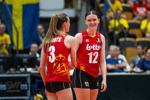 240519 Britt Herbots and Charlotte Krenicky of Belgium during the European Golden League between Sweden and Belgium on May 19, 2024 in Lund. Photo: Avdo Bilkanovic BILDBYRAN COP 115 AB0272 volleyboll volleyball european golden league sverige belgium sweden dam bbeng Copyright: AVDOxBILKANOVIC BB240519AB122