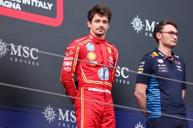 16Charles Leclerc (Scuderia Ferrari HP, 16), Rennen, Podium, ITA, Formel 1 Weltmeisterschaft, Grand Prix Emilia-Romagna Imola, Autodromo Enzo e Dino Ferrari, Media Day, 19.05.2024 ITA, Formel 1 Weltmeisterschaft, Grand Prix Emilia-Romagna Imola, Autodromo Enzo e Dino Ferrari, Media Day, 19.05.2024 Imola Copyright: xEibner-Pressefoto AnnikaxGrafx EP_AGF