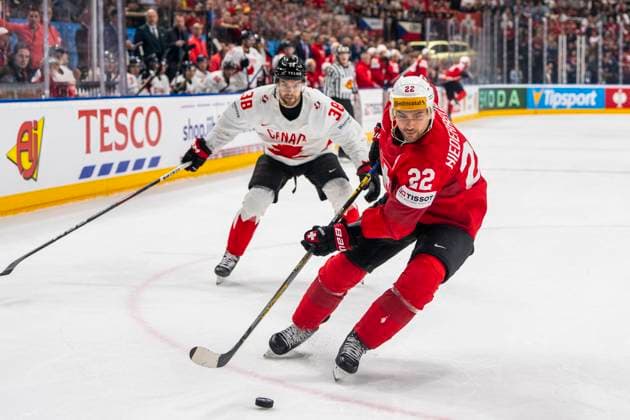 PRAGUE, CZECH REPUBLIC - MAY 19: Nino Niederreiter of Switzerland in action during the preliminary round match between Switzerland and Canada at Prague Arena on May 19, 2024 in Prague, Czech Republic. Prague Prague Arena Czech Republic Copyright: xJustPictures.ch JarixPestelaccix jp-en-EuSpIm-JP4_JAR_Switzerland_Canada_19May2024_048