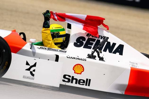 F1 GP Imola Italien Sonntag, 19.05.2024 Sebastian Vettel in Ayrton Sennas McLaren MP4 8 aus dem Jahr 1993; F1 GP Imola Italien Sonntag, 19.05.2024 Copyright: xBEAUTIFULxSPORTS Erlhofx