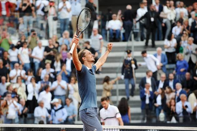 Foto IPP Cavaliere Emiliano. Roma 19 05 2024. Tennis Internazionali d Italia 2024. Nella foto: esulta Alexander Zverev. Italy Photo Press - World Copyright italy ITALY  Copyright: xR4924_italyphotopressx