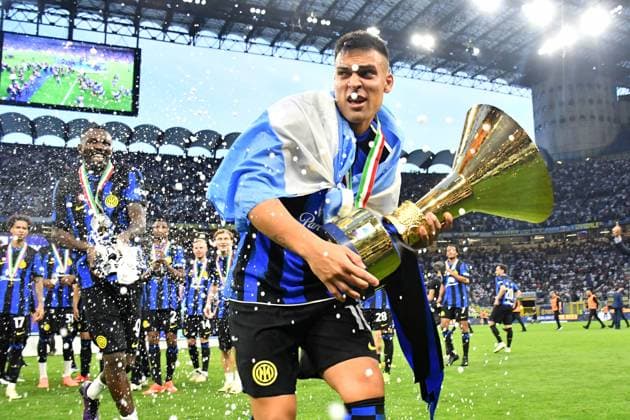Bilder des Jahres 2024, Sport 05 Mai Sport Themen der Woche KW21 Sport Bilder des Tages RECORD DATE NOT STATED Inter-Lazio Campionato di calcio Serie A 2023 2024 - Stadio Giuseppe Meazza Nella foto: Lautaro Martinez e Marcus Thuram Copyright: xAndreaxRositox DSC_1000