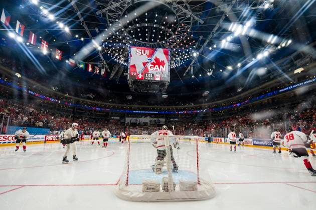 PRAGUE, CZECH REPUBLIC - MAY 19: goalkeeper Jordan Binnington of Canada skating during the preliminary round match between Switzerland and Canada at Prague Arena on May 19, 2024 in Prague, Czech Republic. Prague Prague Arena Czech Republic Copyright: xJustPictures.ch JarixPestelaccix jp-en-EuSpIm-JP4_JAR_Switzerland_Canada_19May2024_184