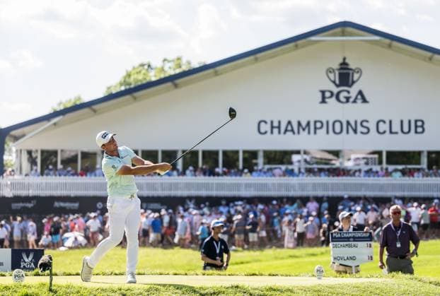 240519 Viktor Hovland of Norway during the final round of the 2024 PGA, Golf Herren Championship Golf Tournament on May 19, 2024 in Louisville. Photo: Petter Arvidson BILDBYRAN kod PA PA0811 golf pga championship bbeng Copyright: PETTERxARVIDSON BB240519PA124