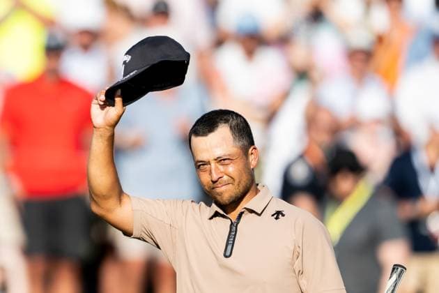 240519 Xander Schauffele of the United States celebrates after the final round of the 2024 PGA, Golf Herren Championship Golf Tournament on May 19, 2024 in Louisville. Photo: Petter Arvidson BILDBYRAN kod PA PA0811 golf pga championship bbeng jubel Copyright: PETTERxARVIDSON BB240519PA149
