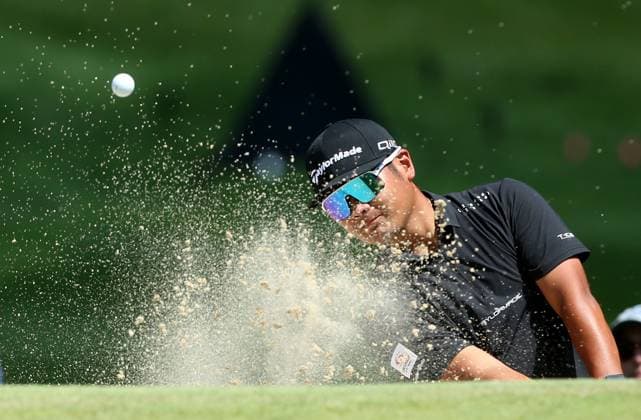 Ryo Hisatsune from Japan chips onto the eleventh green during the 2024 PGA, Golf Herren Championship at Valhalla Golf Course on Sunday, May 19, 2024 in Louisville, Kentucky.  KYP20240519032 JOHNxSOMMERSxII