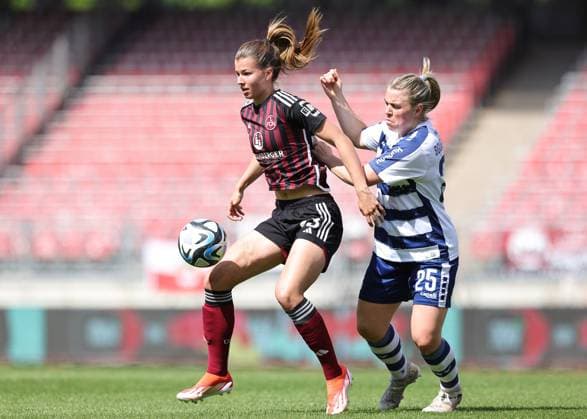 Sport Bilder des Tages 20.05.2024 - Fussball - Saison 2023 2024 - 1. Frauen - Fussball - Bundesliga - 22. Spieltag: 1. FC Nürnberg FCN ( Club ) - MSV Duisburg ( Zebras ) - Sportfoto Zink DaMa - xdaxmax - Nele Bauereisen (23, 1. FC Nürnberg FCN ) Ingibjörg Sigurdardottir (25, MSV Duisburg )