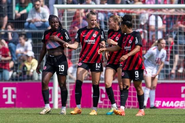 GOOGLE PIXEL Frauen-Bundesliga: 1. FC Köln - Eintracht Frankfurt, 20.05.2024 Jubel nach dem Tor zum 0:1 durch Geraldine Reuteler (Eintracht Frankfurt, 14). GOOGLE PIXEL Frauen-Bundesliga, 1. FC Köln - Eintracht Frankfurt, 22. Spieltag, am 20.05.2024, Franz-Kremer-Stadion, Köln DFL regulations prohibit any use of photographs as image sequences and or quasi-video Copyright: xBEAUTIFULxSPORTS Meuselx