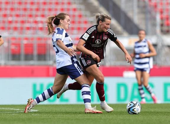 20.05.2024 - Fussball - Saison 2023 2024 - 1. Frauen - Fussball - Bundesliga - 22. Spieltag: 1. FC Nürnberg FCN ( Club ) - MSV Duisburg ( Zebras ) - Sportfoto Zink DaMa - xdaxmax - Natalie Muth (13, MSV Duisburg ) Medina Desic (30, 1. FC Nürnberg FCN )