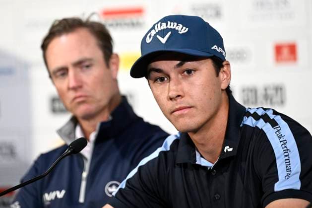 press conference, PK, Pressekonferenz Soudal Open Golf SCHILDE, BELGIUM - MAY 21 : Matthis Besard pictured during a press conference prior to the DP World Tour Golf Soudal Open at the Rinkven International Golf Club on May 21, 2024 in Schilde, Belgium, 21 05 2024 Schilde Belgium  Copyright: xPeterxDexVoechtx
