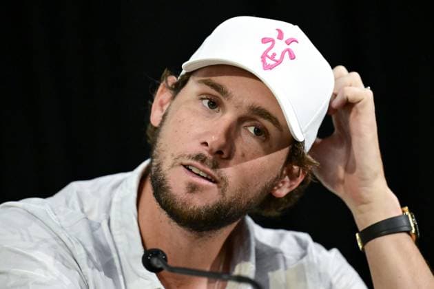 Belgian Thomas Pieters pictured during a press conference, PK, Pressekonferenz regarding the 2024 Soudal Open DP World Tour golf tournament, in Schilde, Tuesday 21 May 2024. The 2024 Soudal Open take place from 23 to 26 May at the Rinkven Golf Club in Schilde. DIRKxWAEM  x93132616x