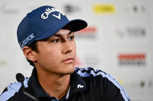 Belgian Matthis Besard pictured during a press conference, PK, Pressekonferenz regarding the 2024 Soudal Open DP World Tour golf tournament, in Schilde, Tuesday 21 May 2024. The 2024 Soudal Open take place from 23 to 26 May at the Rinkven Golf Club in Schilde. DIRKxWAEM  x93132679x