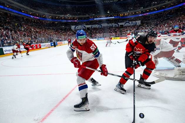 PRAGUE, CZECH REPUBLIC - 21 MAY, 2024:Mascot Bob. The game of IIHF 2024 Ice hockey, Eishockey World Championship, WM, Weltmeisterschaft Canada - Czech Republic at O2 Arena  Copyright: xVITALIIxKLIUIEVx