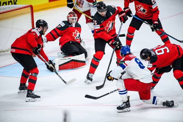 PRAGUE, CZECH REPUBLIC - 21 MAY, 2024:Mascot Bob. The game of IIHF 2024 Ice hockey, Eishockey World Championship, WM, Weltmeisterschaft Canada - Czech Republic at O2 Arena  Copyright: xVITALIIxKLIUIEVx