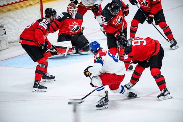 PRAGUE, CZECH REPUBLIC - 21 MAY, 2024:Mascot Bob. The game of IIHF 2024 Ice hockey, Eishockey World Championship, WM, Weltmeisterschaft Canada - Czech Republic at O2 Arena  Copyright: xVITALIIxKLIUIEVx
