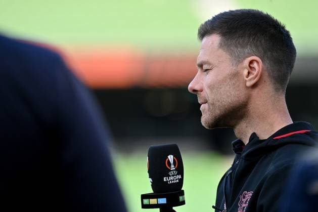 Sport Bilder des Tages 21.05.2024, xjrdrx, Fussball UEFA Europa League Finale 2024, Bayer 04 Leverkusen - Pressekonferenz Training emspor, v.l. Trainer Xabi Alonso (Bayer Leverkusen) (DFL DFB REGULATIONS PROHIBIT ANY USE OF PHOTOGRAPHS as IMAGE SEQUENCES and or QUASI-VIDEO) Dublin