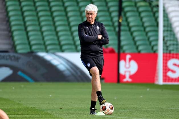 Gian Piero Gasperini head coach of Atalanta BC attends a training session on the eve of the UEFA 2023 2024 Europa League final football match between Atalanta BC and Bayer Leverkusen at the Dublin Arena stadium in Dublin, Republic of Ireland, on 21 May 2024. cesarexpurini
