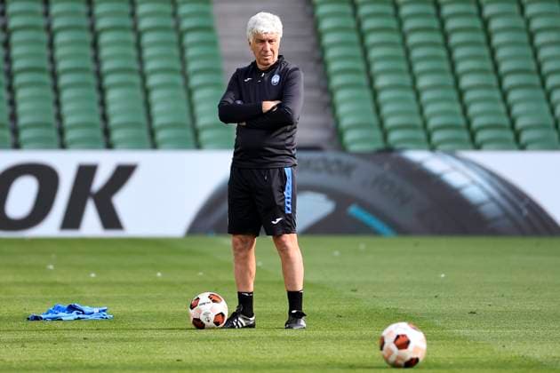 Gian Piero Gasperini head coach of Atalanta BC attends a training session on the eve of the UEFA 2023 2024 Europa League final football match between Atalanta BC and Bayer Leverkusen at the Dublin Arena stadium in Dublin, Republic of Ireland, on 21 May 2024. cesarexpurini