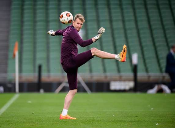 Torwart Lukas HRADECKY (LEV) Aktion, Abschluss Training Bayer 04 Leverkusen (LEV) vor dem Fussball Europa League Finale 2024, Atalanta Bergamo (AB) - Bayer 04 Leverkusen (LEV), am 21.05.2024 in Dublin Irland. UEFA regulations prohibit any use of photographs as image sequences and or quasi-video Â