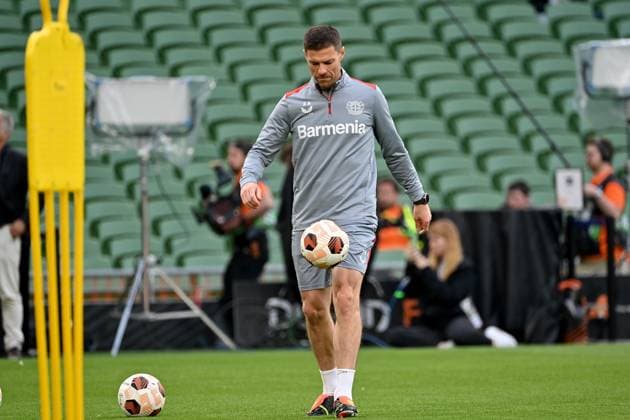 21.05.2024, xjrdrx, Fussball UEFA Europa League Finale 2024, Bayer 04 Leverkusen - Pressekonferenz Training emspor, v.l. Trainer Xabi Alonso (Bayer Leverkusen) (DFL DFB REGULATIONS PROHIBIT ANY USE OF PHOTOGRAPHS as IMAGE SEQUENCES and or QUASI-VIDEO) Dublin