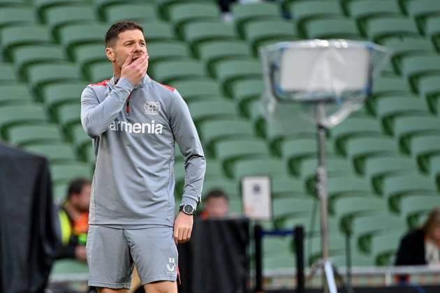 21.05.2024, xjrdrx, Fussball UEFA Europa League Finale 2024, Bayer 04 Leverkusen - Pressekonferenz Training emspor, v.l. Trainer Xabi Alonso (Bayer Leverkusen) (DFL DFB REGULATIONS PROHIBIT ANY USE OF PHOTOGRAPHS as IMAGE SEQUENCES and or QUASI-VIDEO) Dublin