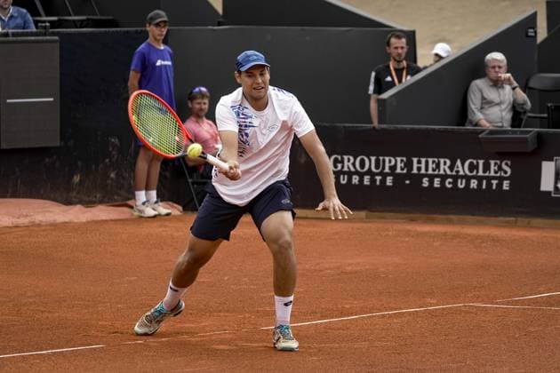 Pavel Kotov (RUS) en simple lors du tournoi de l Open Parc Auvergne RhÃ ne-Alpes Ã Lyon le 21 05 2024. TENNIS : Open Parc Auvergne RhÃ ne-Alpes - Lyon - 21 05 2024 SandrineThesillat Panoramic 