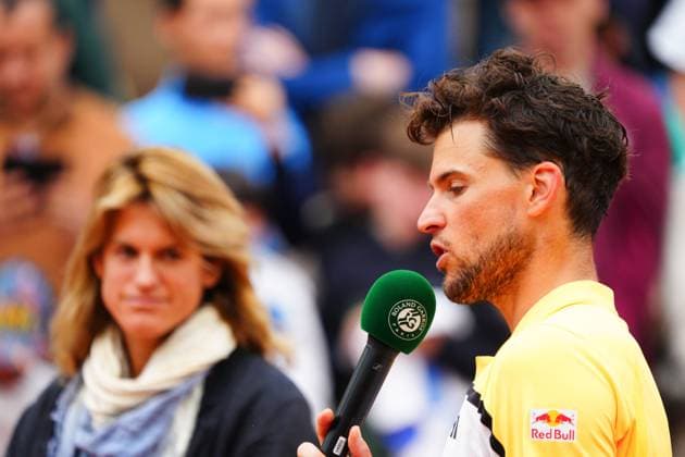 Dominic Thiem during a special presentation to mark the end of his French Open career after a second round qualifying defeat to Otto Virtanen French Open Tennis, Wednesday Practice and Qualifying, Tennis, Roland Garros, Paris, France - 22 May 2024  Copyright: xJavierxGarcia Shutterstockx 14496075ap