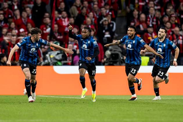 2024 UEFA EUROPA LEAGUE FINAL: Atalanta Bergamo - Bayer 04 Leverkusen; 22.05.2024 Matteo Ruggeri (Atalanta Bergamo, 22), Ademola Lookman (Atalanta Bergamo, 11), Ederson (Atalanta Bergamo, 13) und Sead Kolasinac (Atalanta Bergamo, 23) jubeln nach dem Tor zum 1:0. 2024 UEFA EUROPA LEAGUE FINAL: Atalanta Bergamo - Bayer 04 Leverkusen, Dublin, Dublin Arena (Aviva Stadium) am 22.05.2024 Copyright: xBEAUTIFULxSPORTS Wunderlx