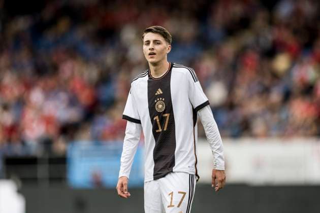 Denmark U19 v Germany U19, football friendly, Haderslev, Denmark Haderslev, Denmark. 22nd, May 2024. Malek El Mala (17) of Germany seen during a football friendly between Denmark U19 and Germany U19 at Sydbank Park in Haderslev. Haderslev Denmark  Copyright: xGonzalesxPhoto LassexLagonix