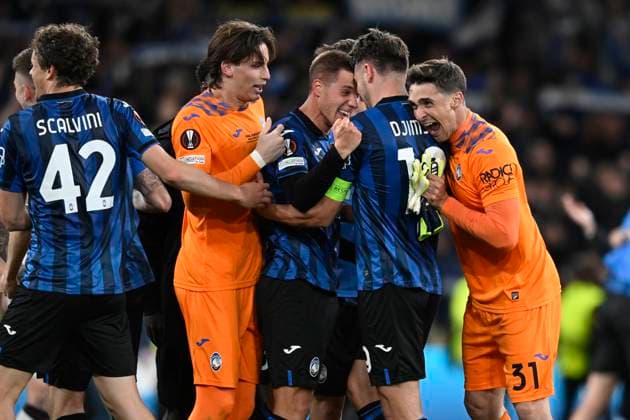 Schlussjubel Bergamo, Jubel,Freude,Begeisterung,Aktion. Fussball Europa League Finale 2024, Atalanta Bergamo (AB) - Bayer 04 Leverkusen (LEV) 3-0 am 22.05.2024 in Dublin Irland, Aviva Stadion. UEFA regulations prohibit any use of photographs as image sequences and or quasi-video