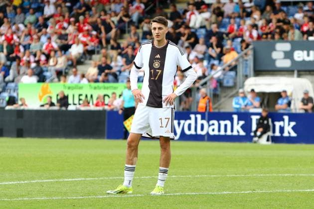 17 Malek El Mala (Deutschland U19) Fußball I Junioren I Länderspiel (Nationalmannschaft) I Saison 2023-2024 I Freundschaftsspiel I Dänemark U19 - Deutschland U19 I 22.05.2024 I Sydbank Park (Haderslev, Dänemark)
