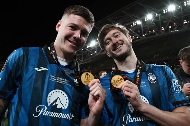 Cm Dublino (Irlanda) 22 05 2024 - finale Europa League Atalanta-Bayer Leverkusen foto Cristiano Mazzi Image nella foto: Emil Holm-Aleksej Miranchuk 