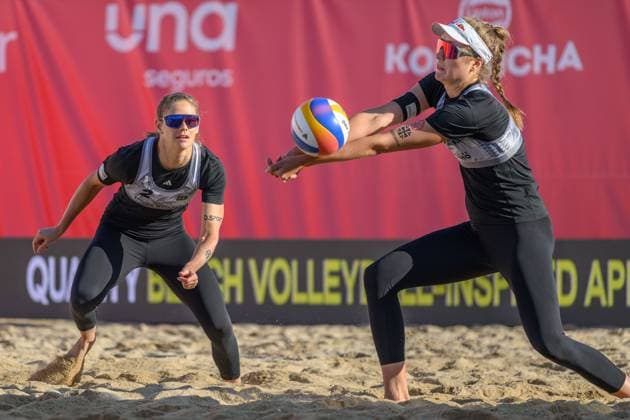 Beach Pro Tour - Elite 16 Espinho, Portugal, 23.05.2024 Svenja Mueller (GER), Cinja Tillmann (GER); Beach Pro Tour - Elite 16 Espinho, Espinho am 23.05.2024 Copyright: xBEAUTIFULxSPORTS PeterxWeberx