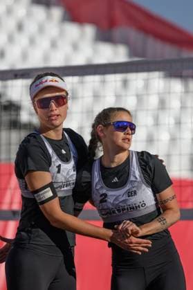 Beach Pro Tour - Elite 16 Espinho, Portugal, 23.05.2024 Svenja Mueller (GER), Cinja Tillmann (GER); Beach Pro Tour - Elite 16 Espinho, Espinho am 23.05.2024 Copyright: xBEAUTIFULxSPORTS PeterxWeberx