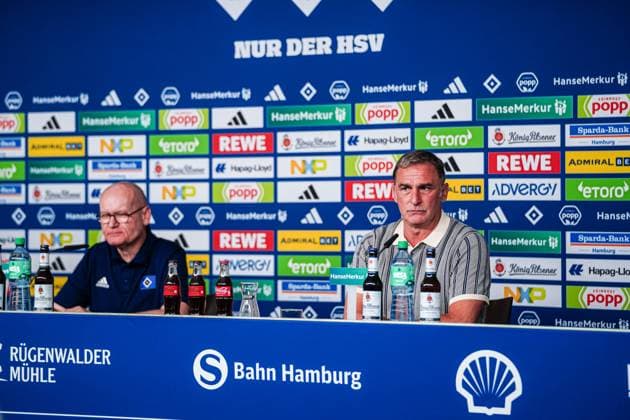 Dr. Michael Papenfuss (Hamburger SV, Aufsichtsratvorsitzender) und Stefan Kuntz (Hamburger SV, Sportvorstand) GER, Pressekonferenz mit Dr. Michael Papenfuss und Stefan Kuntz, 23.05.2024 GER, Pressekonferenz mit Dr. Michael Papenfuss und Stefan Kuntz, 23.05.2024 Hamburg