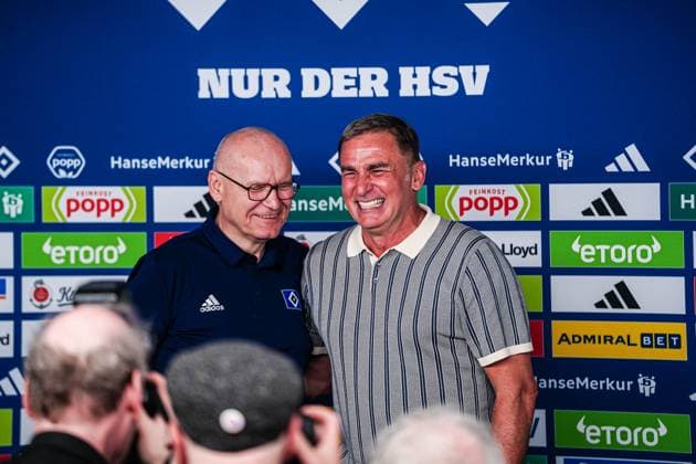 Dr. Michael Papenfuss (Hamburger SV, Aufsichtsratvorsitzender) und Stefan Kuntz (Hamburger SV, Sportvorstand) GER, Pressekonferenz mit Dr. Michael Papenfuss und Stefan Kuntz, 23.05.2024 GER, Pressekonferenz mit Dr. Michael Papenfuss und Stefan Kuntz, 23.05.2024 Hamburg
