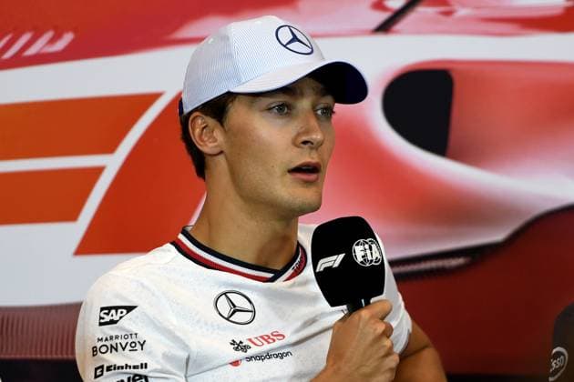 23.05.2024, xrarjax, Motorsport FIA Formel 1, Großer Preis von Monaco 2024 emspor, v.l. Pressekonferenz George Russel (Mercedes AMG Petronas) Startnummer 63 Monte Carlo