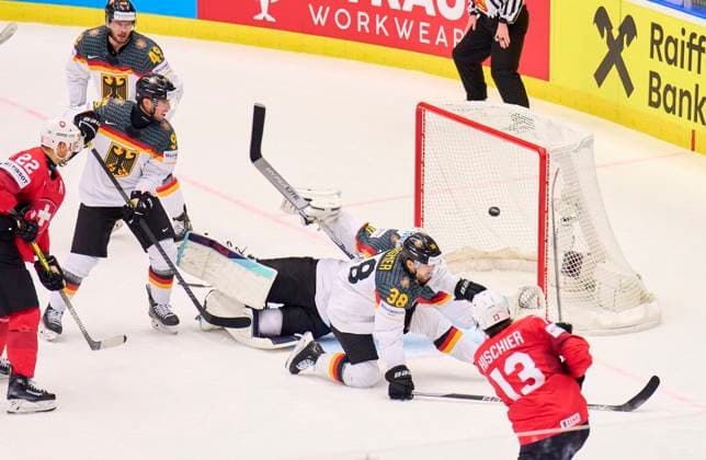 Sport Themen der Woche KW21 Sport Bilder des Tages Nico Hirschier Nr. 13 of Switzerland scores, shoots goal , Tor, Treffer, Torschuss, 0-2,Philipp GRUBAUER Goalie Nr.30 of Germany Fabio Wagner Nr.38 of Germany Frederik Tiffels Nr.95 of Germany Lukas Kälble, Kaelble Nr.49 of Germany in the quarterfinal match GERMANY - SWITZERLAND of the IIHF Ice hockey, Eishockey World Championship, WM, Weltmeisterschaft in Ostrava, Czechia, May 23, 2024, Season 2023 2024