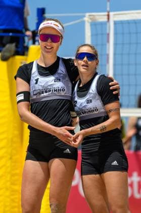 Beach Pro Tour - Elite 16 Espinho, Portugal, 24.05.2024 Svenja Mueller (GER), Cinja Tillmann (GER); Beach Pro Tour - Elite 16 Espinho, Espinho am 24.05.2024 Copyright: xBEAUTIFULxSPORTS PeterxWeberx