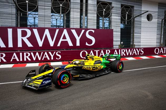 Lando Norris of Great Britain and McLaren in Aktion, Practice, F1 Grand Prix of Monaco, Monaco am 24. May 2024 in Monte Carlo, Monaco. (Foto von Diogo Cardoso DeFodi Images) Lando Norris of Great Britain and McLaren in action, Practice, F1 Grand Prix of Monaco, Monaco on May 24, 2024 in Monte Carlo, Monaco. (Photo by Diogo Cardoso DeFodi Images) Defodi-645_f1mon20240524_0058