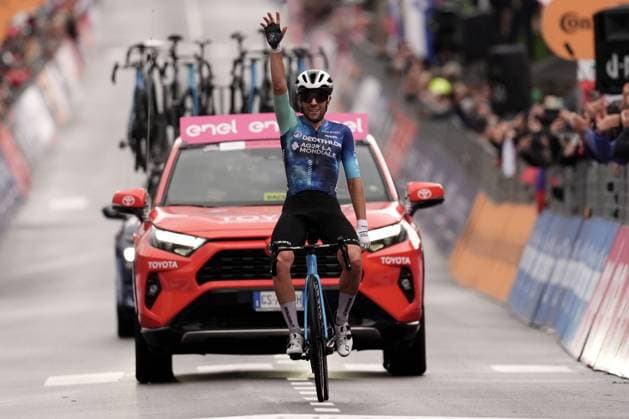 Sport Bilder des Tages Vendrame Andrea (Team Decathlon Ag2R La Mondiale) winner the stage 19 of the Giro d Italia from Mortegliano to Sappada, Italy - Friday, May 24, 2024 - Cycling  Copyright: xMassimoxPaolonex xLaPresse marcox
