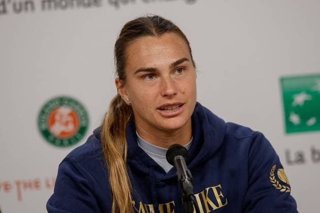 24.05.2024, Tennis, French Open 2024 Roland-Garros, FRA, Paris, Bild: v. li., Pressekonferenz mit Aryna Sjarhejeuna Sabalenka Copyright: HMBxMedia AntonioxBorga