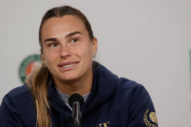 24.05.2024, Tennis, French Open 2024 Roland-Garros, FRA, Paris, Bild: v. li., Pressekonferenz mit Aryna Sjarhejeuna Sabalenka Copyright: HMBxMedia AntonioxBorga