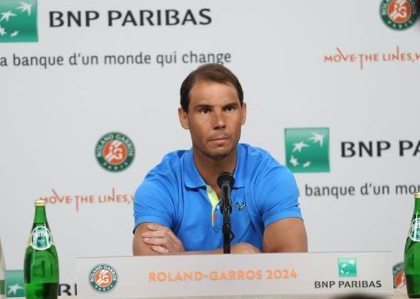 ROLAND GARROS 2023 Thierry Larret Maxppp. Tennis. Roland Garros 2024. Internationaux de France de tennis. Stade Roland Garros, Paris (75). Le 25 mai. Conference de presse de Rafael NADAL (ESP). PARIS (75) STADE ROLAND GARROS PARIS ILE DE FRANCE FRANCE  Copyright: xThierryxLarret MAXPPPxThierryxLarretx TL_20240525_0015 0480954853st